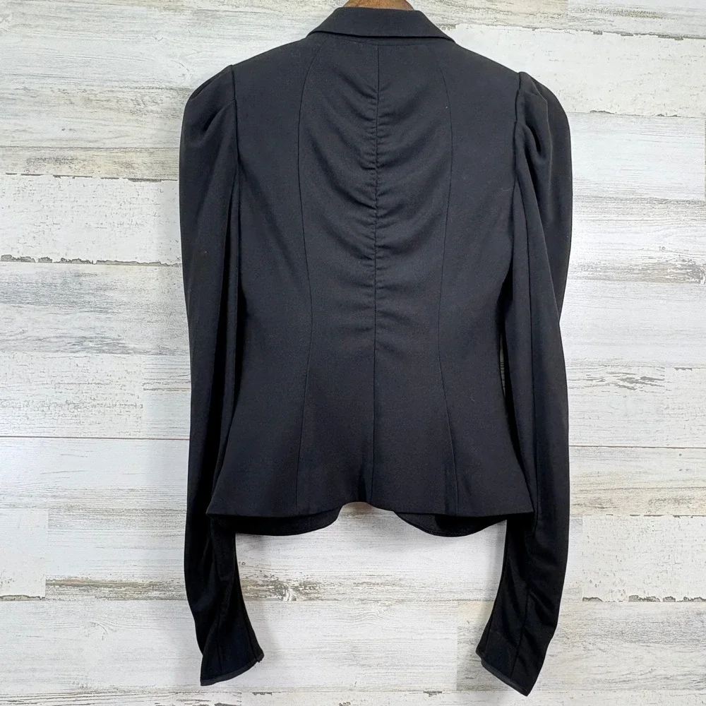 Leifsdottir Anthropologie Blazer‎ 2 Black Puff Shoulder Silk Lining Whimsigoth